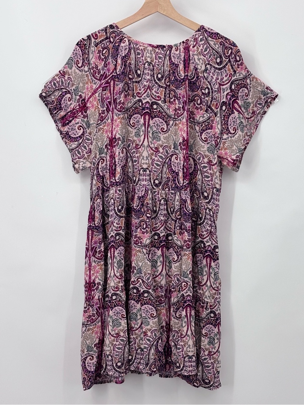 Knox Rose Paisley Babydoll Dress XXL Purple Red Multi Tiered Mini Boho pockets - Picture 3 of 11